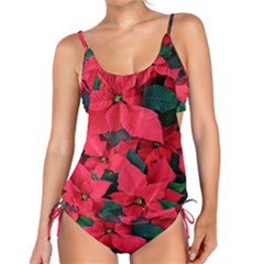 Red Poinsettia Flower Tankini Set