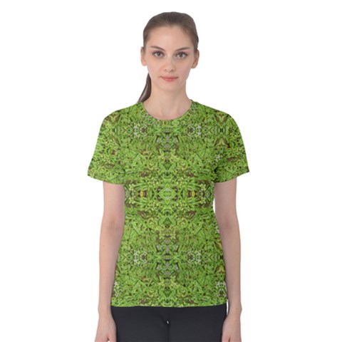 Digital Nature Collage Pattern Women s Cotton Tee by dflcprints