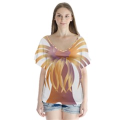 Sea Anemone V-neck Flutter Sleeve Top