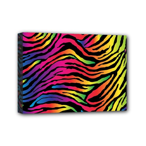 Rainbow Zebra Mini Canvas 7  X 5 