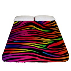 Rainbow Zebra Fitted Sheet (king Size) by Mariart