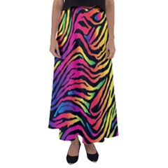 Rainbow Zebra Flared Maxi Skirt