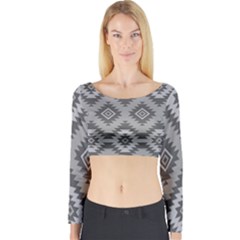 Triangle Wave Chevron Grey Sign Star Long Sleeve Crop Top by Mariart