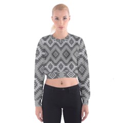 Triangle Wave Chevron Grey Sign Star Cropped Sweatshirt by Mariart