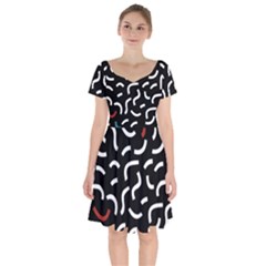 Toucan White Bluered Short Sleeve Bardot Dress by Mariart