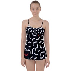 Toucan White Bluered Babydoll Tankini Set