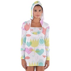 Tulip Lotus Sunflower Flower Floral Staer Love Pink Red Blue Green Long Sleeve Hooded T-shirt