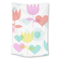 Tulip Lotus Sunflower Flower Floral Staer Love Pink Red Blue Green Large Tapestry