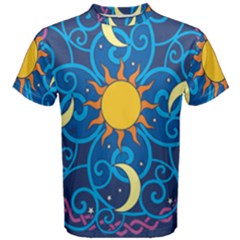 Sun Moon Star Space Vector Clipart Men s Cotton Tee by Mariart