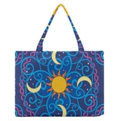 Sun Moon Star Space Vector Clipart Zipper Medium Tote Bag by Mariart