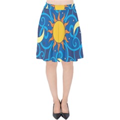 Sun Moon Star Space Vector Clipart Velvet High Waist Skirt by Mariart