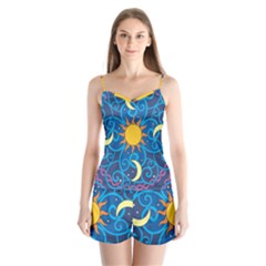 Sun Moon Star Space Vector Clipart Satin Pajamas Set by Mariart