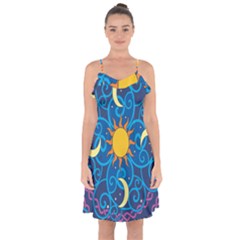 Sun Moon Star Space Vector Clipart Ruffle Detail Chiffon Dress by Mariart