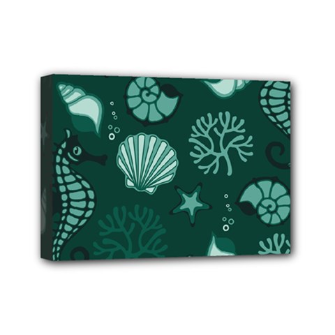 Vector Seamless Pattern With Sea Fauna Seaworld Mini Canvas 7  X 5  by Mariart