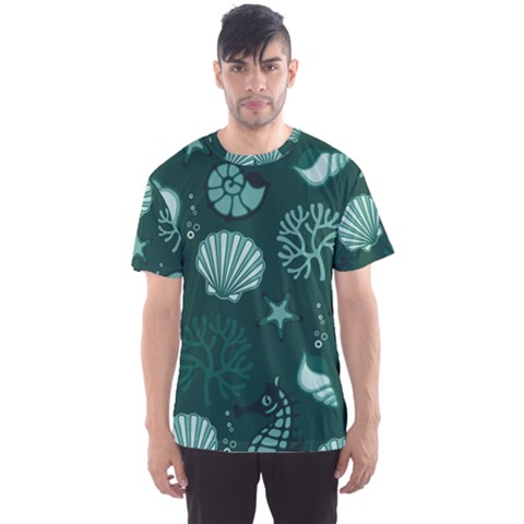 Vector Seamless Pattern With Sea Fauna Seaworld Men s Sports Mesh Tee by Mariart