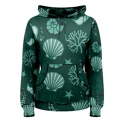 Vector Seamless Pattern With Sea Fauna Seaworld Women s Pullover Hoodie