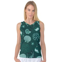 Vector Seamless Pattern With Sea Fauna Seaworld Women s Basketball Tank Top by Mariart