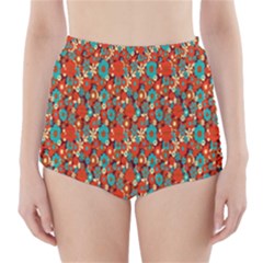Surface Patterns Bright Flower Floral Sunflower High-waisted Bikini Bottoms by Mariart