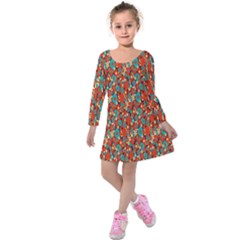 Surface Patterns Bright Flower Floral Sunflower Kids  Long Sleeve Velvet Dress by Mariart