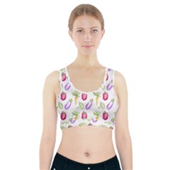 Vegetable Pattern Carrot Sports Bra With Pocket