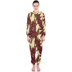 Floral Pattern Background Hooded Jumpsuit (ladies) 