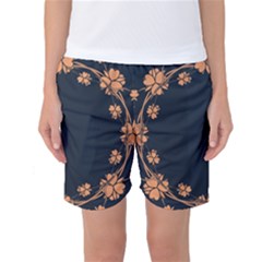 Floral Vintage Royal Frame Pattern Women s Basketball Shorts