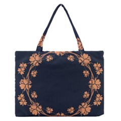 Floral Vintage Royal Frame Pattern Zipper Medium Tote Bag