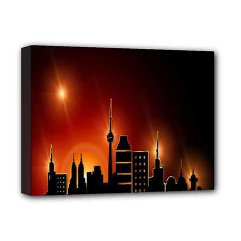 Gold Golden Skyline Skyscraper Deluxe Canvas 16  X 12   by BangZart