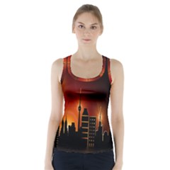 Gold Golden Skyline Skyscraper Racer Back Sports Top