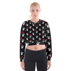 Death Pattern - Halloween Cropped Sweatshirt by Valentinaart