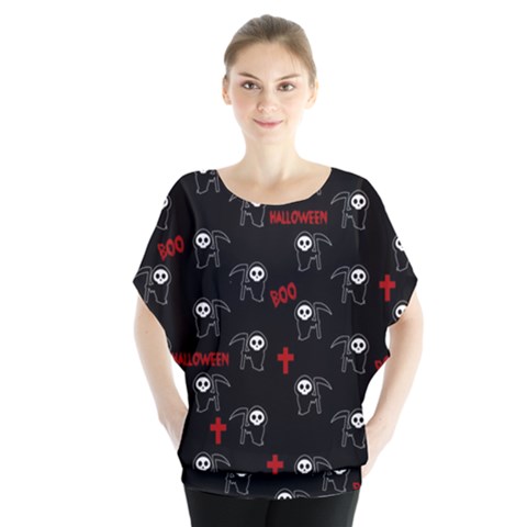 Death Pattern - Halloween Blouse by Valentinaart