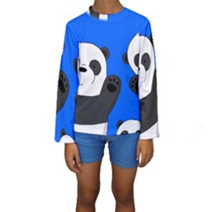 Cute Pandas Kids  Long Sleeve Swimwear by Valentinaart