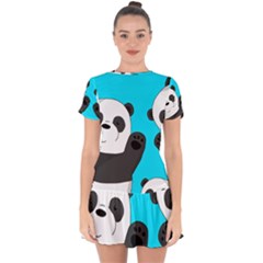 Cute Pandas Drop Hem Mini Chiffon Dress by Valentinaart