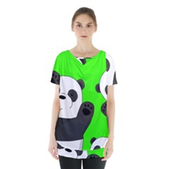 Cute Pandas Skirt Hem Sports Top by Valentinaart