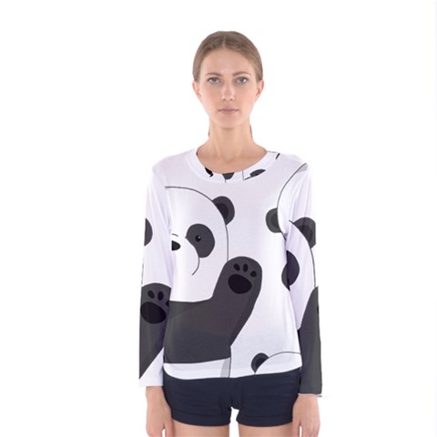 Cute Pandas Women s Long Sleeve Tee by Valentinaart