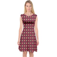 Kaleidoscope Seamless Pattern Capsleeve Midi Dress