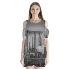 Minneapolis Minnesota Skyline Shoulder Cutout Velvet  One Piece