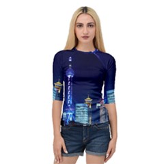 Shanghai Oriental Pearl Tv Tower Quarter Sleeve Raglan Tee