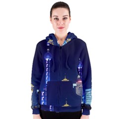 Shanghai Oriental Pearl Tv Tower Women s Zipper Hoodie