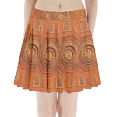 Symbolism Paneling Oriental Ornament Pattern Pleated Mini Skirt
