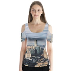 Shanghai The Window Sunny Days City Butterfly Sleeve Cutout Tee 