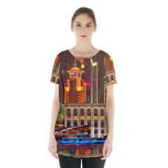 Shanghai Skyline Architecture Skirt Hem Sports Top