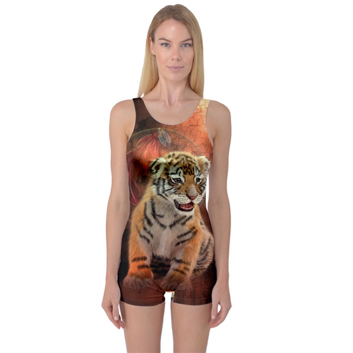 Cute Little Tiger Baby One Piece Boyleg Swimsuit