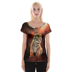 Cute Little Tiger Baby Cap Sleeve Tops by FantasyWorld7