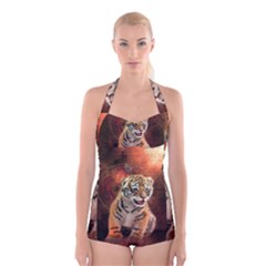 Cute Little Tiger Baby Boyleg Halter Swimsuit  by FantasyWorld7