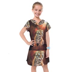 Cute Little Tiger Baby Kids  Drop Waist Dress by FantasyWorld7