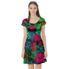 Squiggly Abstract B Short Sleeve Skater Dress