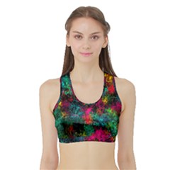 Squiggly Abstract B Sports Bra with Border