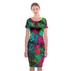 Squiggly Abstract B Classic Short Sleeve Midi Dress