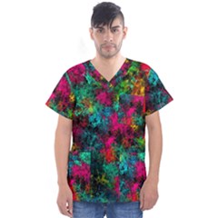 Squiggly Abstract B Men s V-Neck Scrub Top